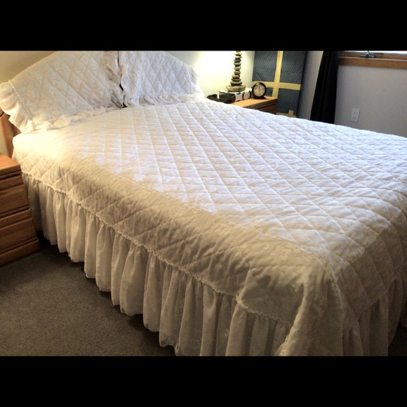 Bedding Vintage 4 Yrs White Lace Bedspread Full Or Queen With 2